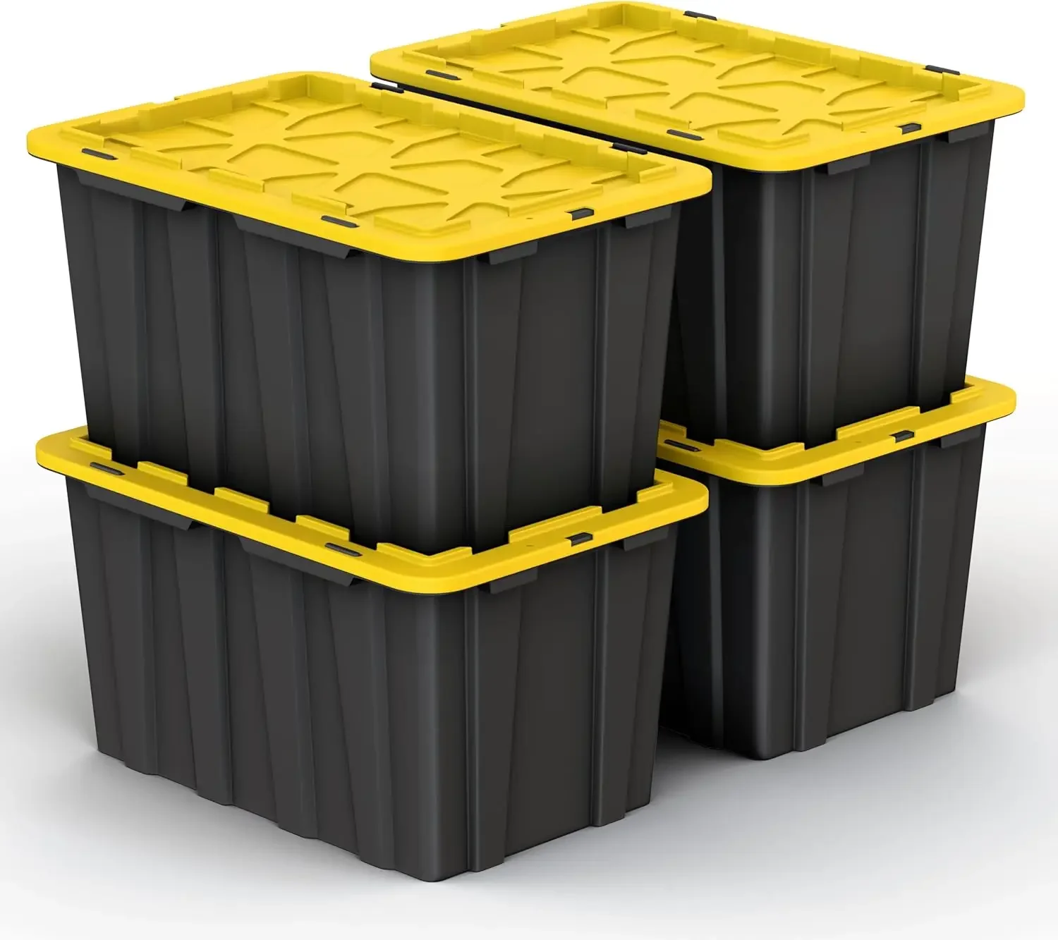 4 PACK 17 Gallon Plastic Storage Bin Tote Organizing Container with Ultra Durable Secure Latching Lids Stackable