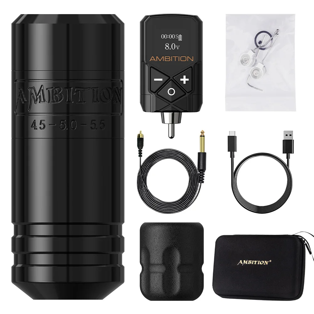 Ambition Torped 36 Takt 4,5–5,0–5,5 mm bürstenloser Motor Rotary Tattoo Pen Leistungsstarke Maschine RCA Wireless Kuark 2400 mAh Akku 7
