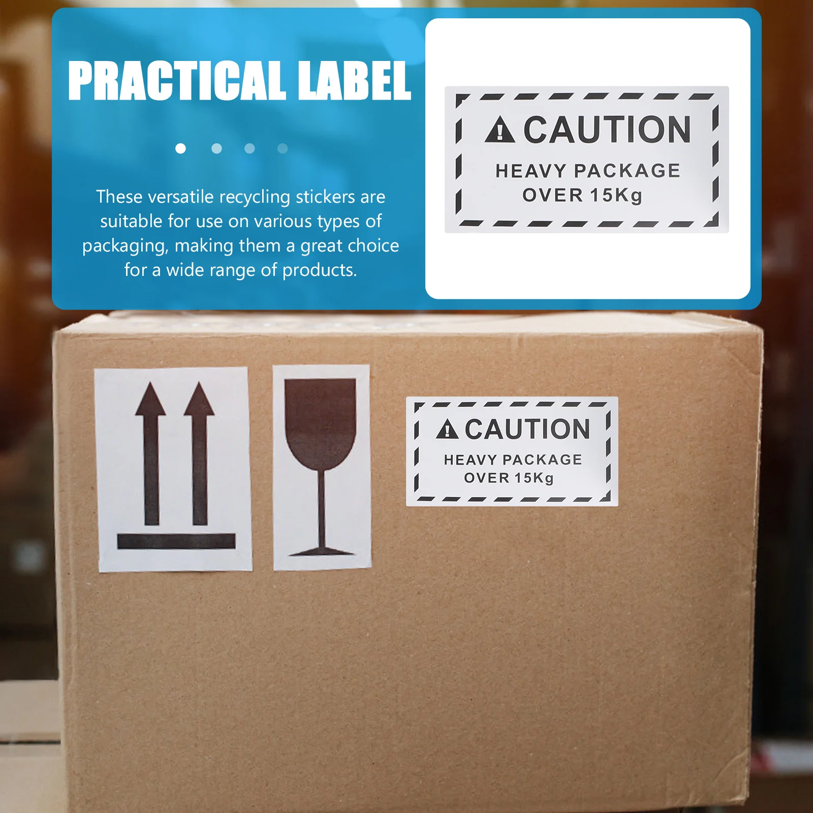 1 Roll Heavy Load Shipping Labels Permanent Adhesive Fluorescent Warning Stickers High Adhesion Caution Labels for Packing