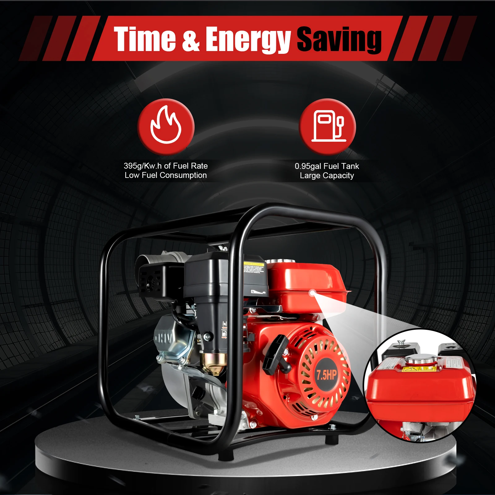 WP-30X 7.5HP Irrigation Water Pump Four-stroke OHV Engine 3600r/min 196cc Red Water Pump Agricultural Irrigation Pump for Agricultural Irrigation, Tunnel Drainage view 4