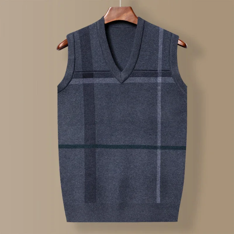 Men's V-neck Sleeveless Vest, Classic Business Men's Knitted Sweater Vest