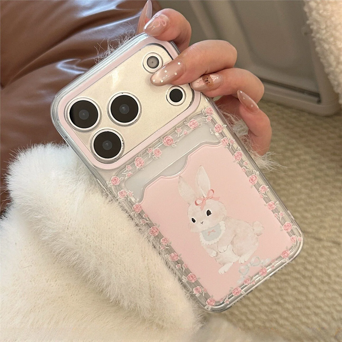 porta-cartoes-coelho-compativel-com-iphone-17-capa-completa-desenho-animado-rosa-carteira-para-celular-unissex-bolsa-para-doc