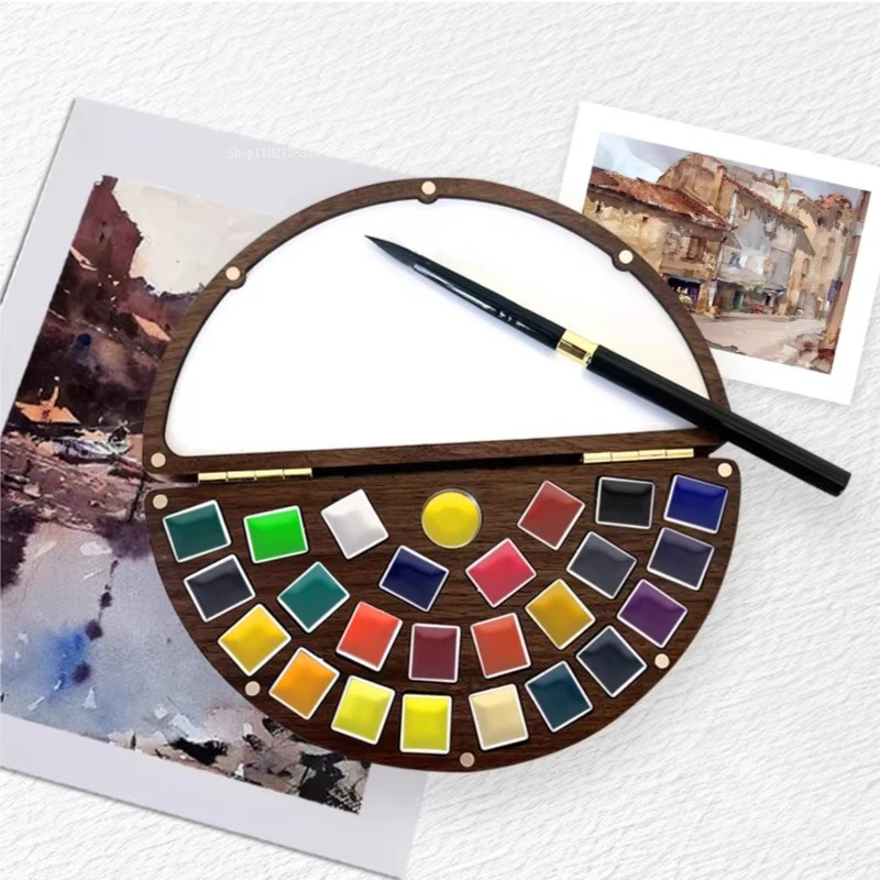 

Деревянная коробка для акварели/многотисетка, 24 сетки, 2 мл/портативная однотонная упаковочная коробка для акварельных пигментов, принадлежности для энтузиастов живописи
