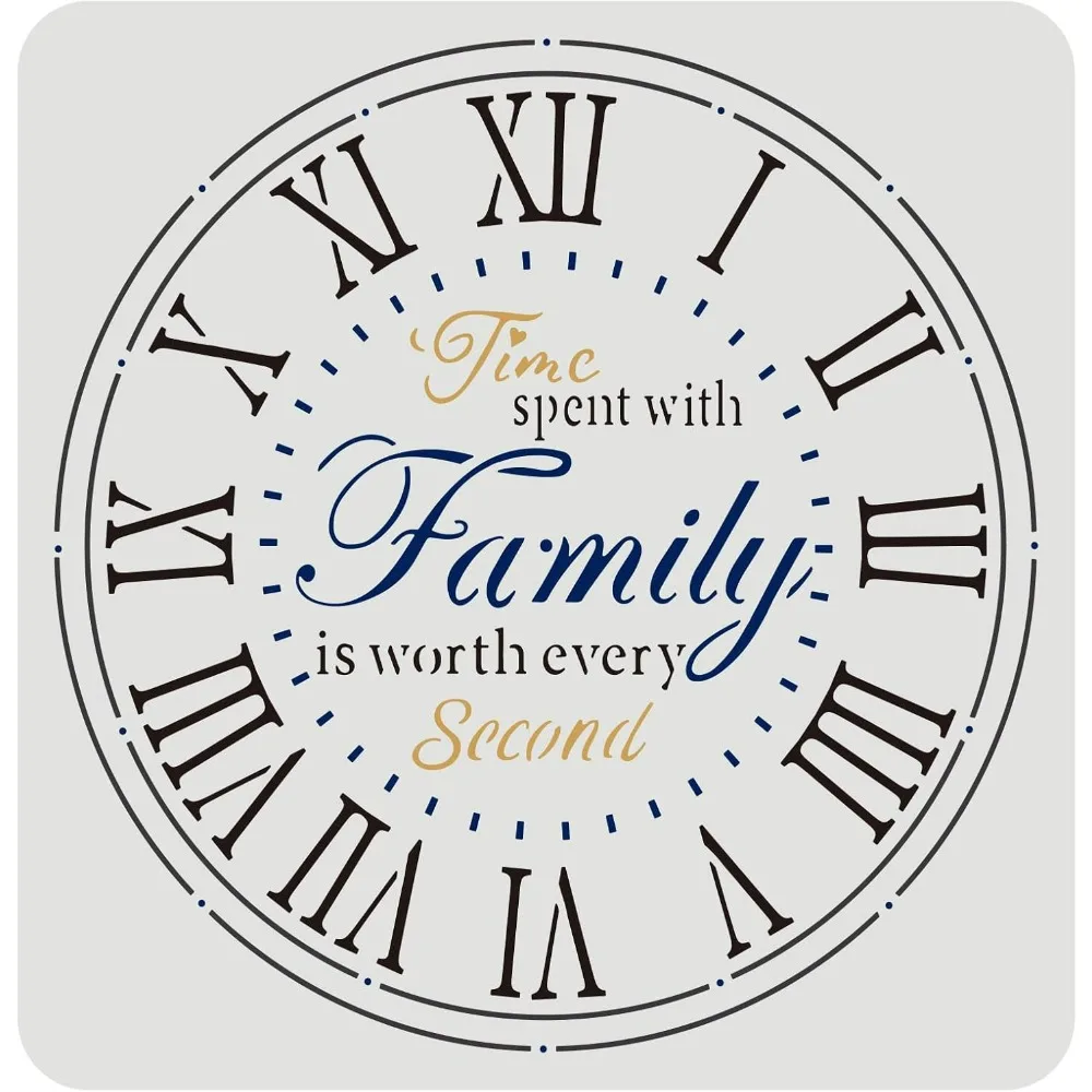 Clock Stencil 11.8x11.8 inch Create DIY Clock Crafts Stencil Family Clock Stencils with Time Spent with Family is Worth Every