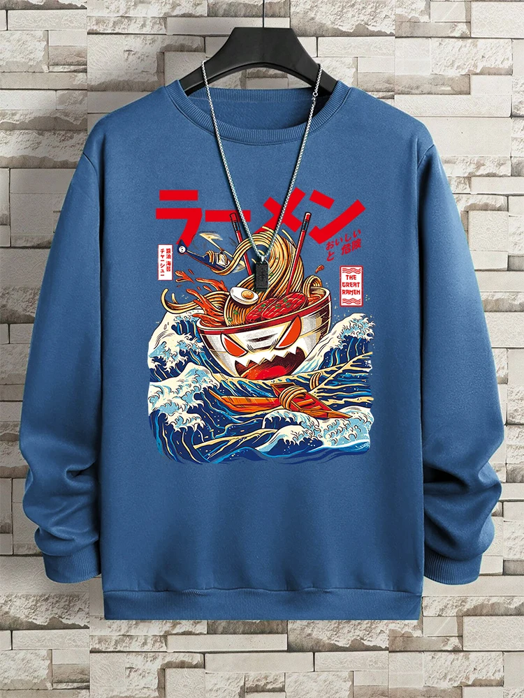 Harajuku Comics Sea Sushi Noodles Hoody Men Oversized Fashion Casual Fleece Pullover Clothing Sweatshirt Loose Comfortable Hoody