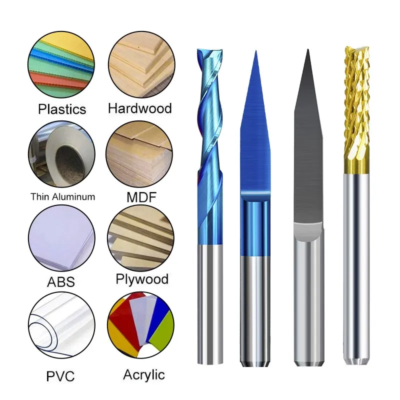 XCAN Corn Milling Cutter 3.175mm Shank Flat Bottom Engraving Bits V Groove CNC Router Bit Carbide End Mill for Woodworking 