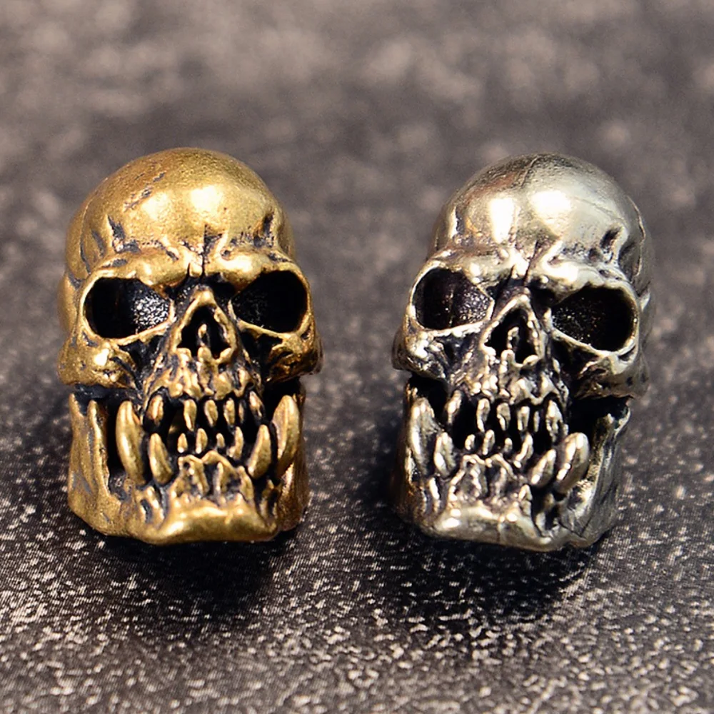 Vintage Skull with Fangs Brass Statue DIY Keychains Home Decor Collectibles Gift Accessories