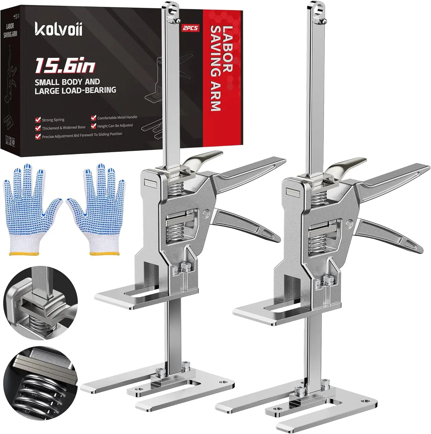 Kolvoii Labor Saving Arm Jack, 2 Pack Stainless Steel Construction Jack, Versatile And Easy To Use Hand Lifting Jack Tool