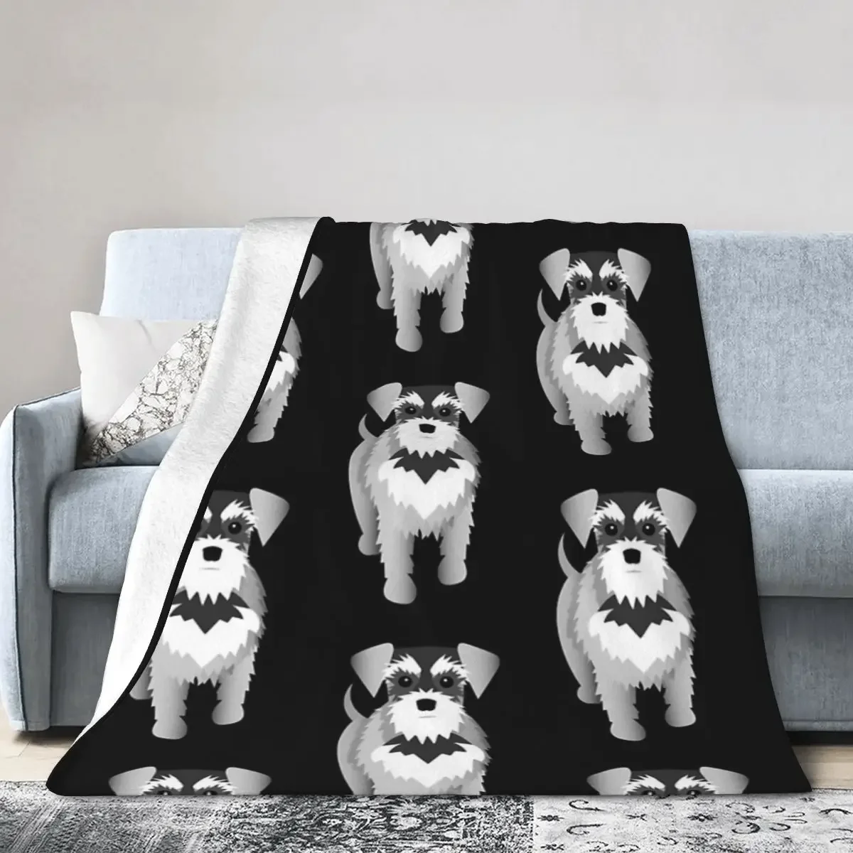 

Flannel Throw Blanket Schnauzer Blankets Soft Bedding Warm Plush Blanket for Bed Living room Picnic Travel Home Sofa