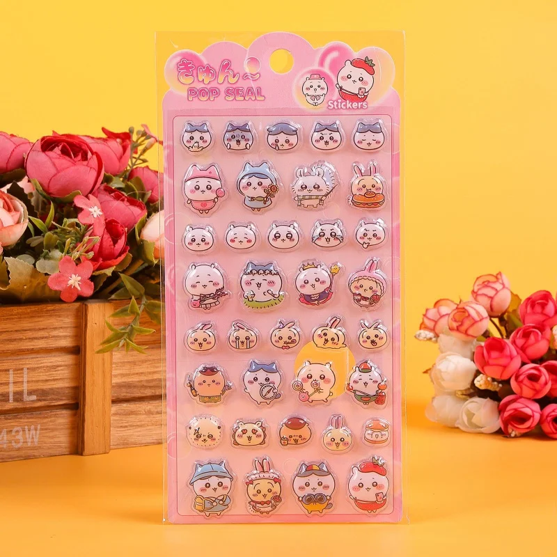 

Милые коллекционные 3D-наклейки Chiikawa: объемные стикеры Kawaii Hachiware Usagi в мультяшном стиле, идеальный подарок на день рождения