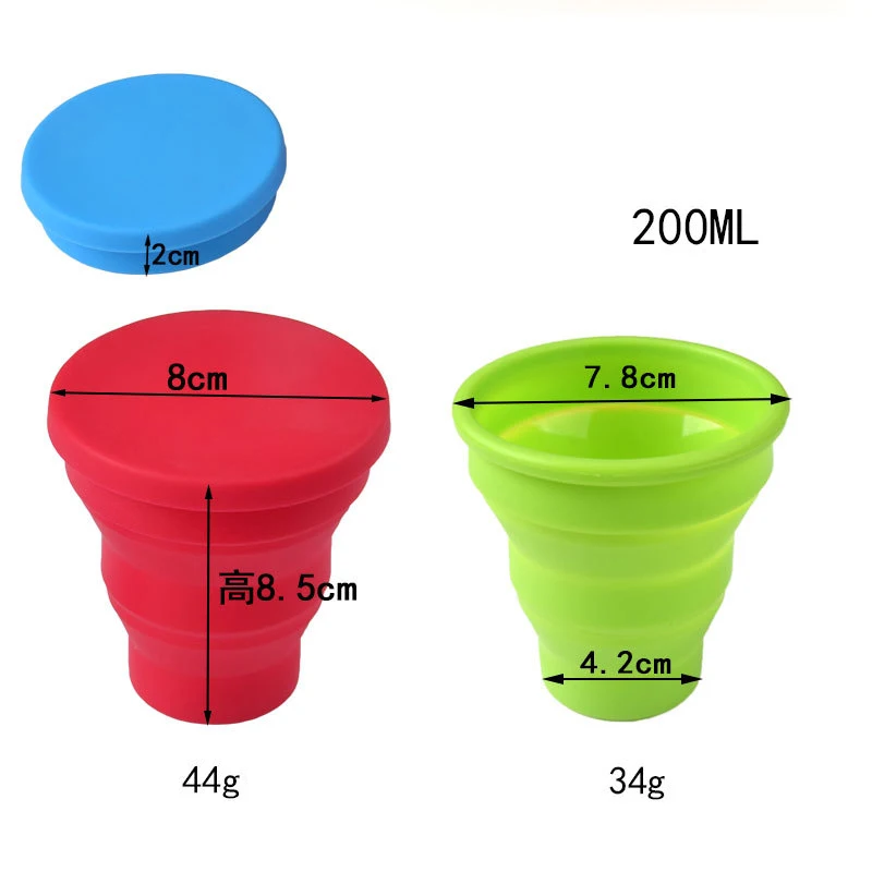 Portable Folding Glass Silicone Cup Retractable Mug High-temperature Resistant Food Grade Water Cup for Outdoor Travel 200ml