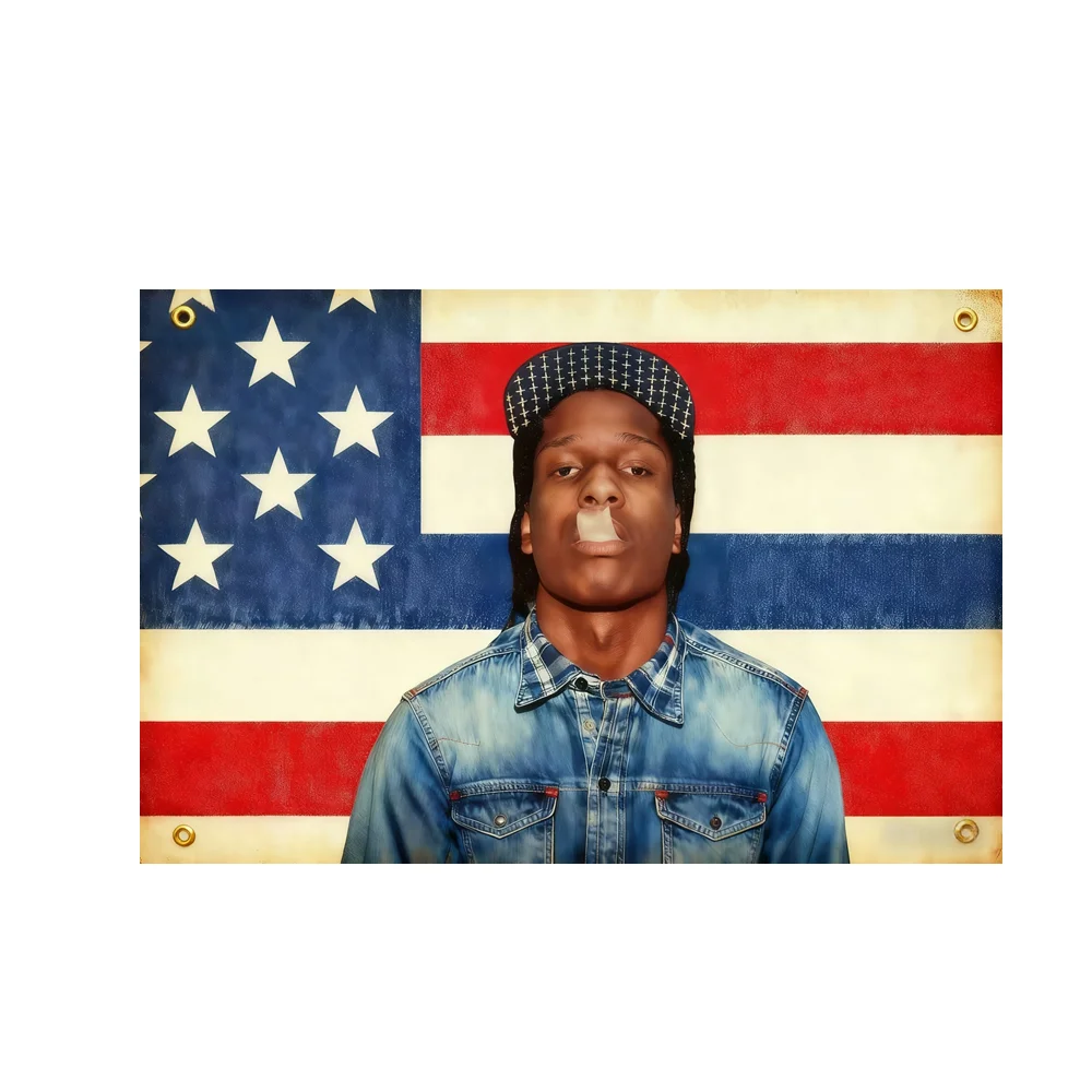 

ASAP Rocky Flag 2x3ft 3x5ft Polyester Rapper Room Decor, Music Album Art Oom Decor Music Album Art Tapestry Hanging Fan Gifts