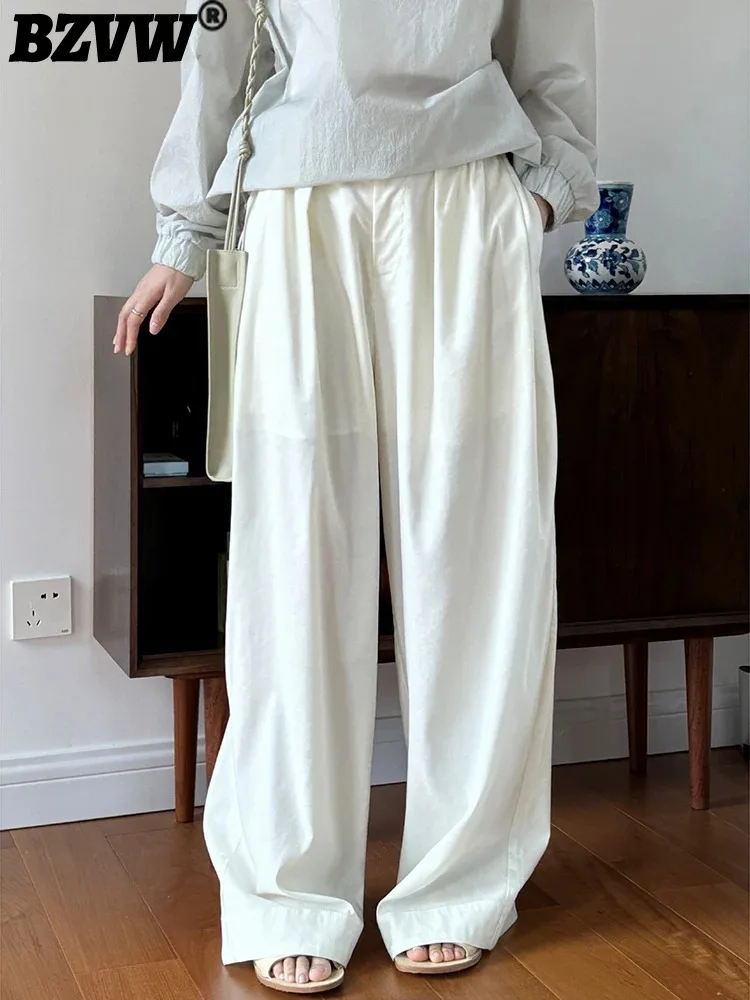 

BZVW Minimalism Sunscreen Wide Leg Pants For Women Elastic High Waist Loose Fold Trousers 2024 Female Autumn New 26D9263