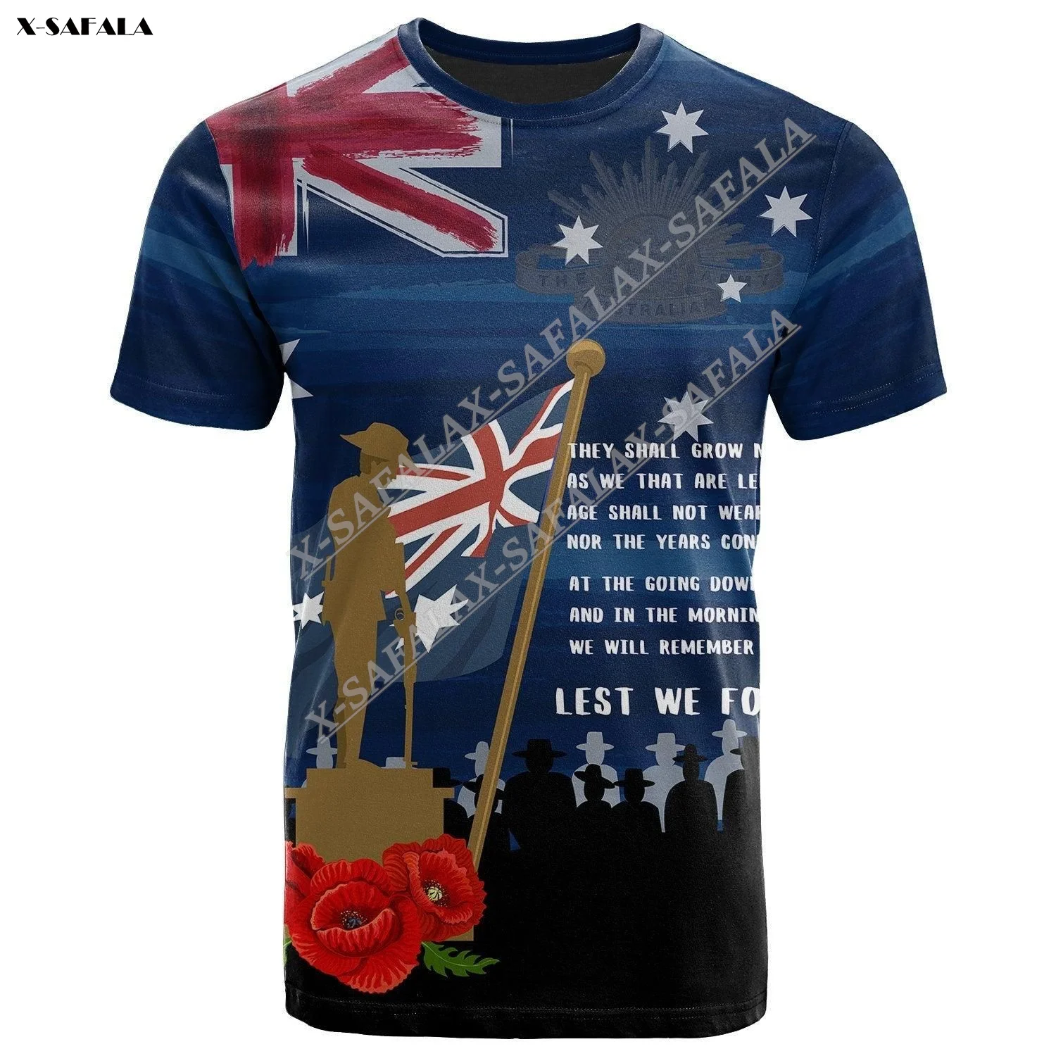 Country Australian Anzac Day Remembrance Day Custom Name 3D Printed Men T-Shirt Tops Tees Short Sleeve Milk Fiber Tops