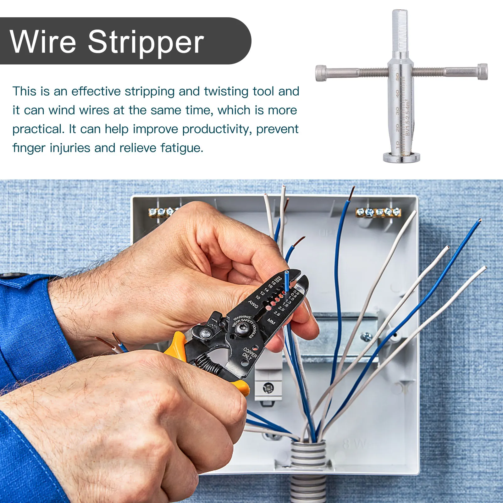

Electrician Combiner Wire Twisting Tool Stripper Terminal Power Drill Driver Stripping Twisting Electrical Wiring Cable