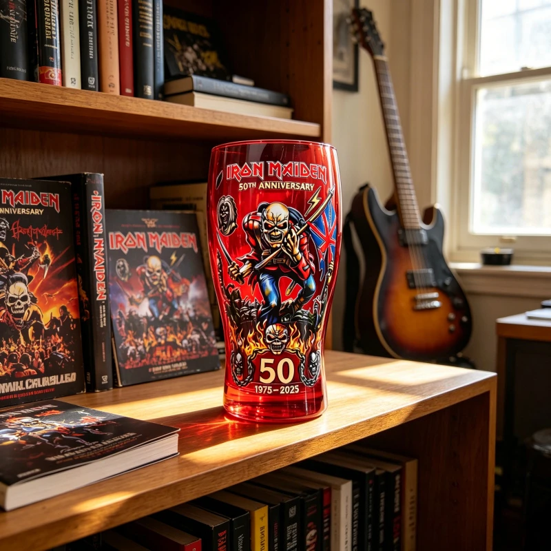 Vaso de Cerveza con Diseño del 50 Aniversario de Iron Maiden, Inspirado en la Banda de Heavy Metal, Vaso Coleccionable para Bar, Hogar y Fiestas
