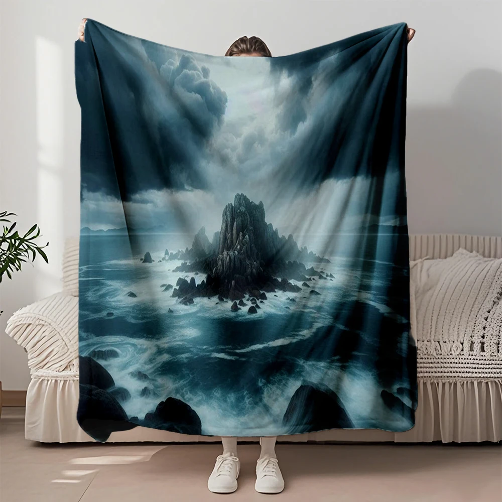

Cozy Flannel Blanket Dramatic Coastal Landscape With Vintage Sherpa Throw Knit Throw Featuring Skin-friendly Anti-pilling