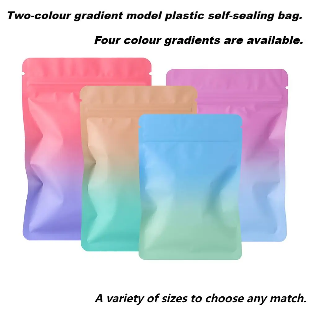 100 Uds. Bolsas autoselladas de embalaje coloridas con gradiente mate, pequeñas bolsas de regalo, postales, bolsas de plástico para almacenamiento de joyas.