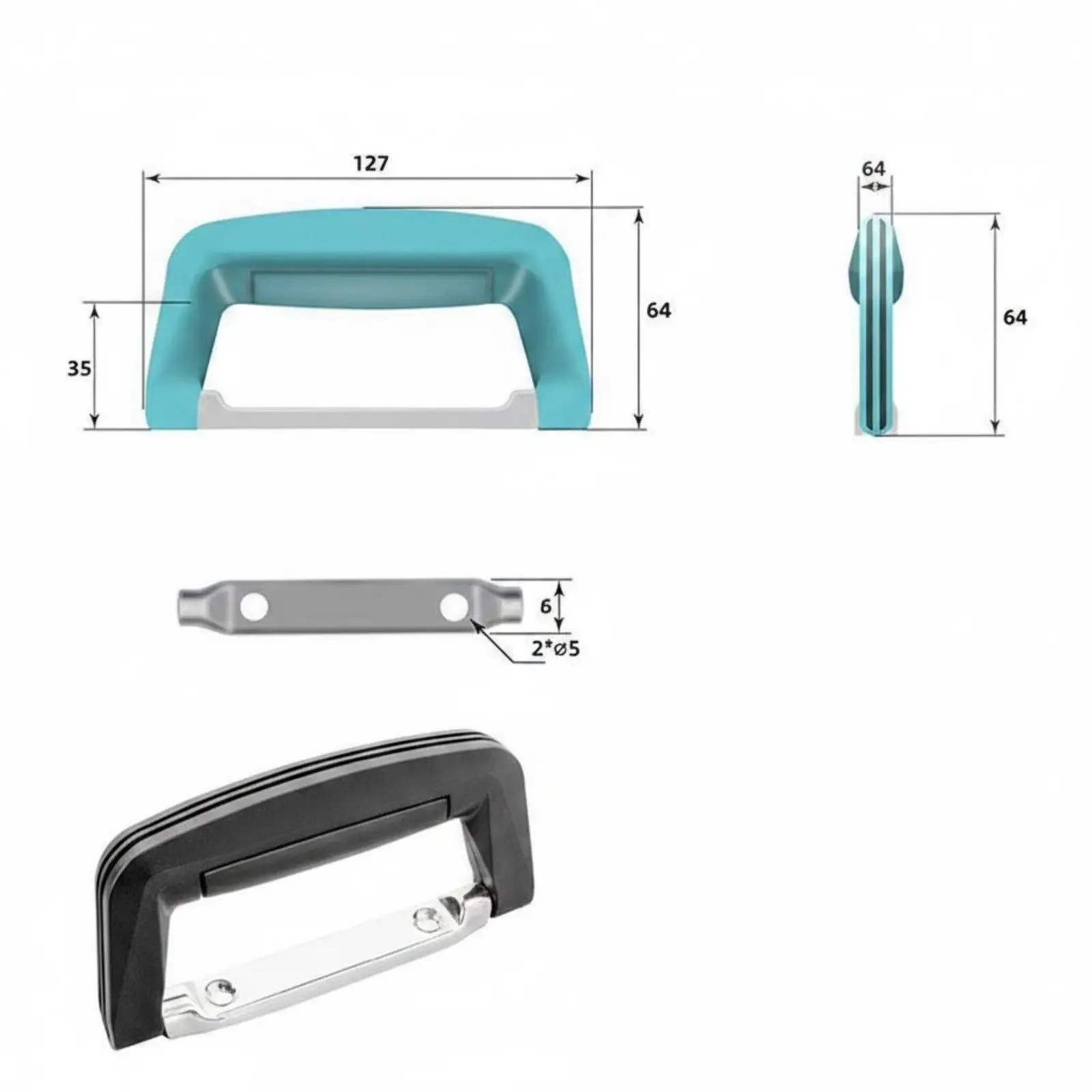 Modern Synthetic Material Handle Comfortable Grip Pull for Tool Case with Wheels and Handle Makeup Case
