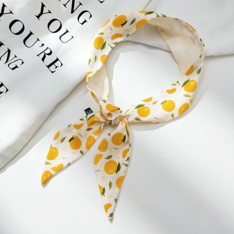 2024 New Style Creative Flowering Fruiting Small Silk Scarf Small Scarf Variety Arm Bag Silk Scarf Fashion Small Ribbon Hairband