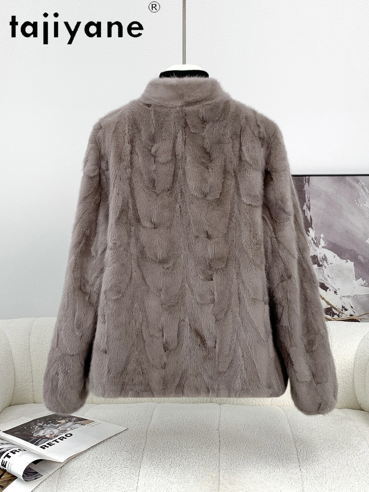 TAJIYANE 100% Natural Mink Fur Coat Women Luxury Grey Real Fur Jackets New Winter Female Outerwears 2025 Woman Clothes fourrure