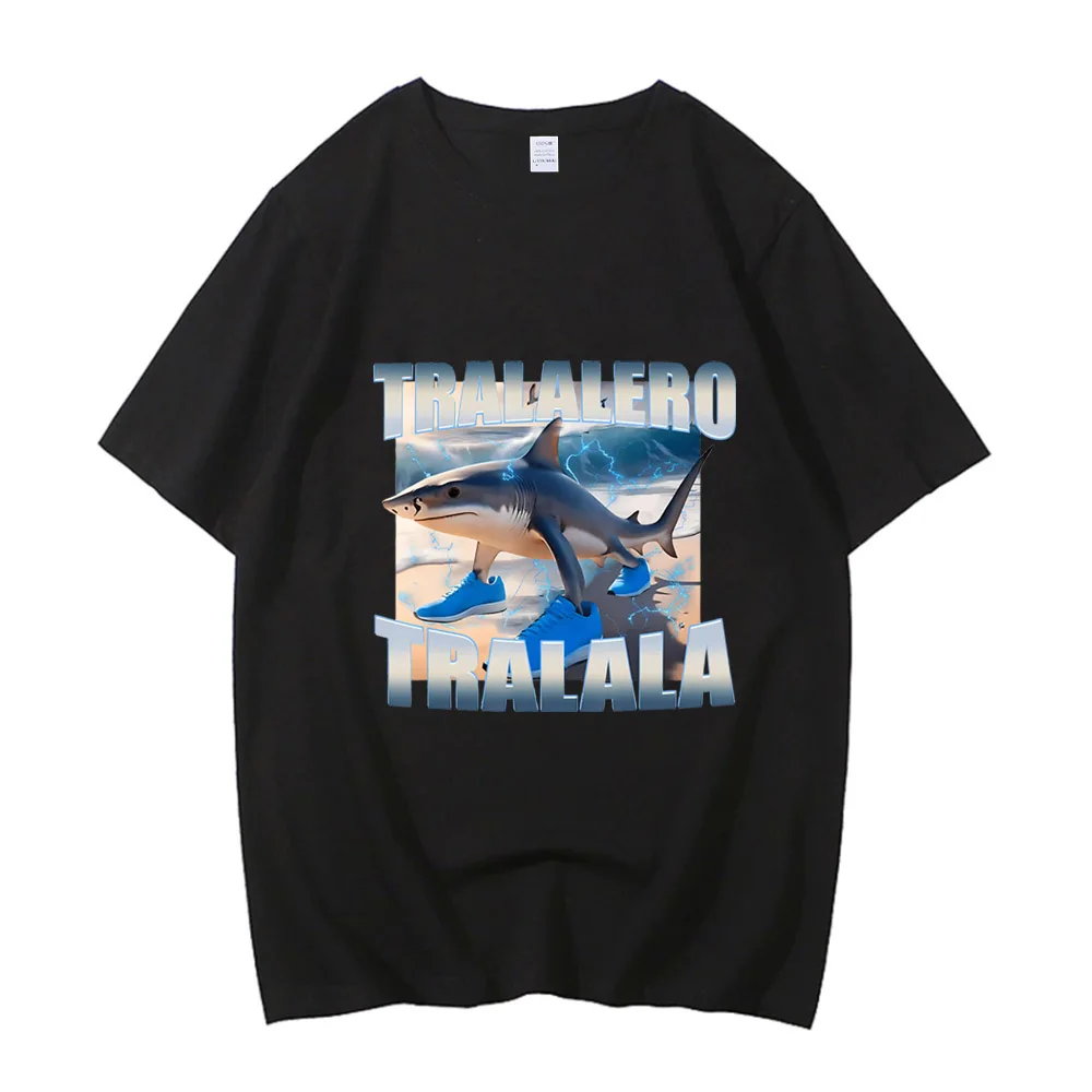 Tralalero Tralala Bootleg Brainrot Italian Brainrot Meme T-Shirt Funny Shark Graphic High Quality Cotton Short Sleeve T Shirt
