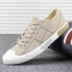 Zapatos informales transpirables para hombre, zapatillas clásicas de lona con cordones, planas, ligeras, vulcanizadas, Alpargata