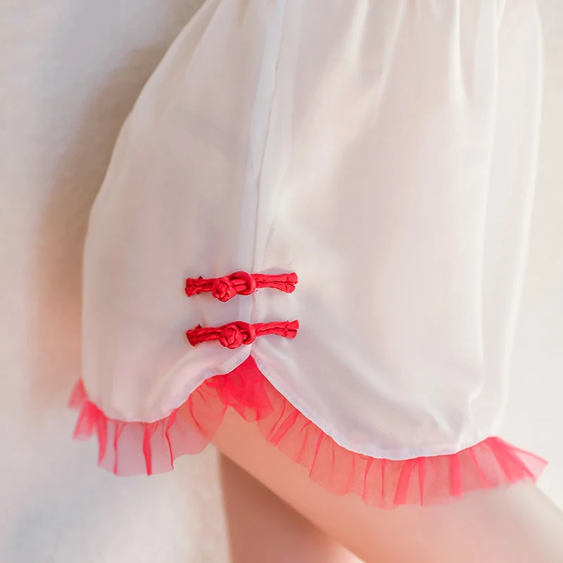 التقاليد الصينية شيونغسام الملكي داخلية النساء تأثيري مجموعة الملابس الداخلية مثير الفتيات الجوف خارج بيبي دول المثيرة فساتين الحفلات الأبيض