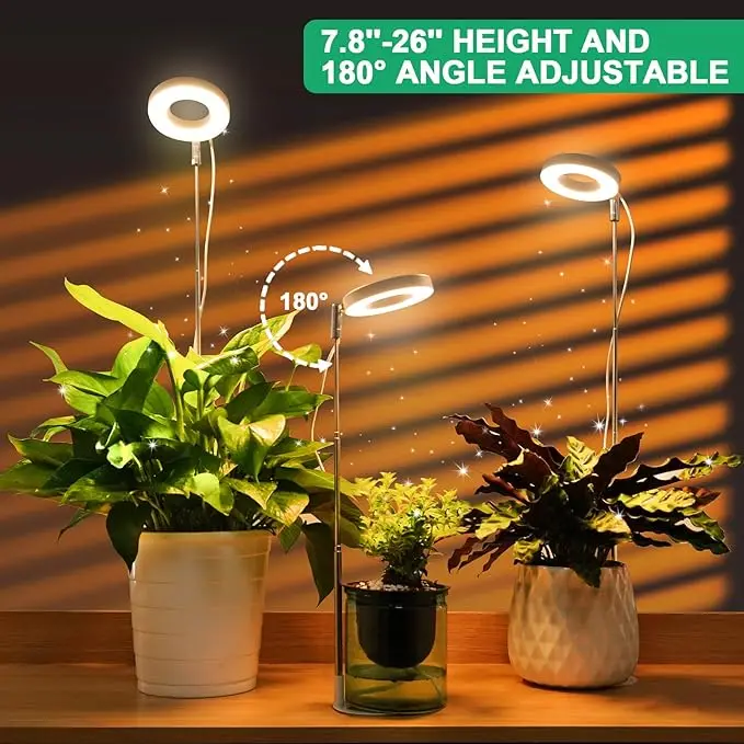 

LED Grow Light Stand for Indoor Plants 5V/1A Full Spectrum Desk Growth Lamp with 8h/12h/16 Timer or Large Plants Grow Light Adju