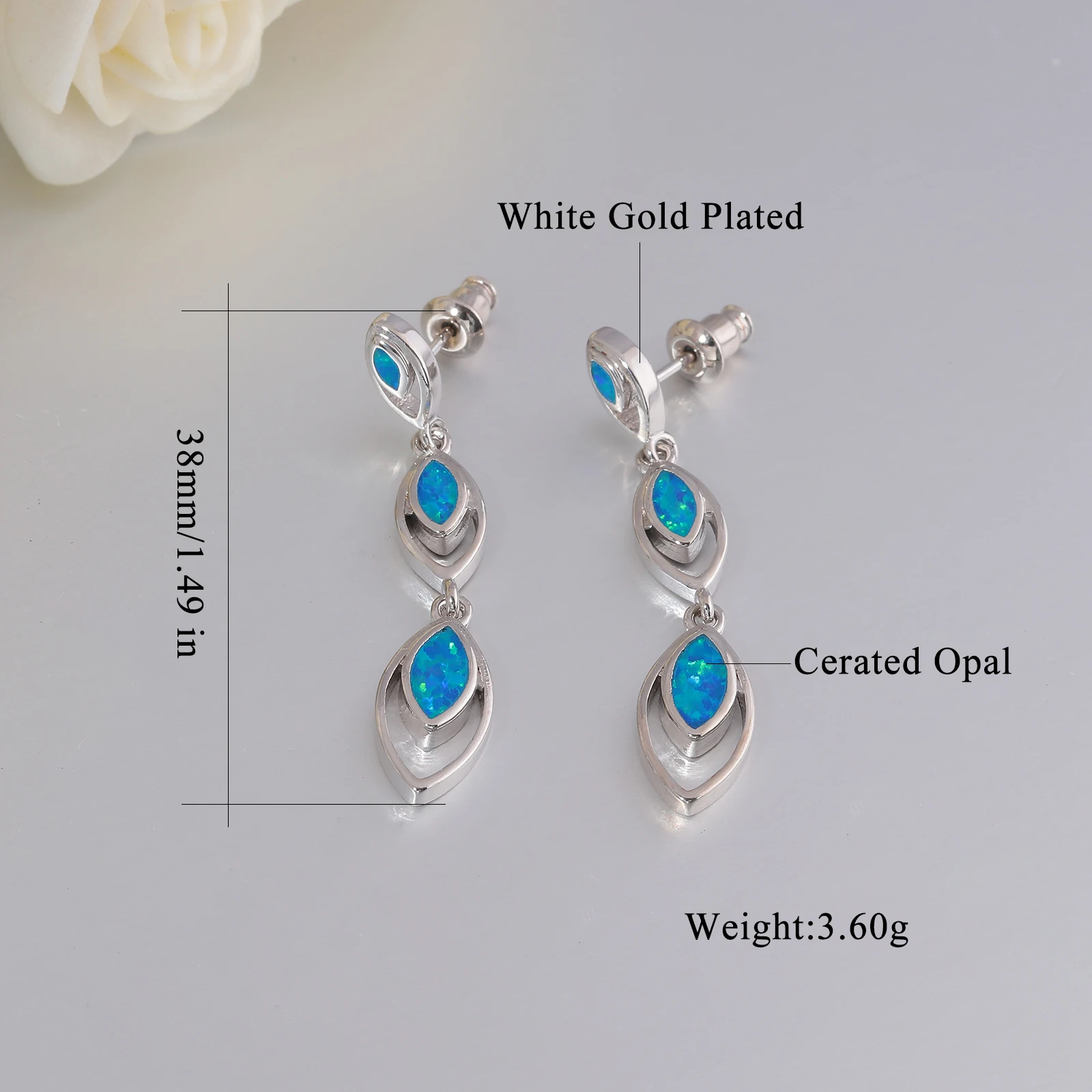 CiNily Fashion Blue Fire Opal Dangle Earrings for Women Small Circle Drop Earrings Simple Elegant Style Jewelry Gifts