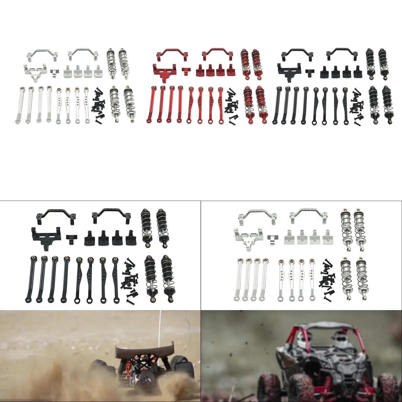 1/16 RC Car Metal Upgrade Kits Front and Rear Shock Brackets Complete Set Replacements Parts RC Car Parts for JA11 Hobby Car