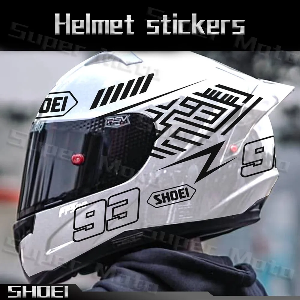 For SHOEI Motorcycle Helmet Sticker Racing Team Rider NO.93 Decal Accessories Decorative Waterproof For Universal Logo Stickers