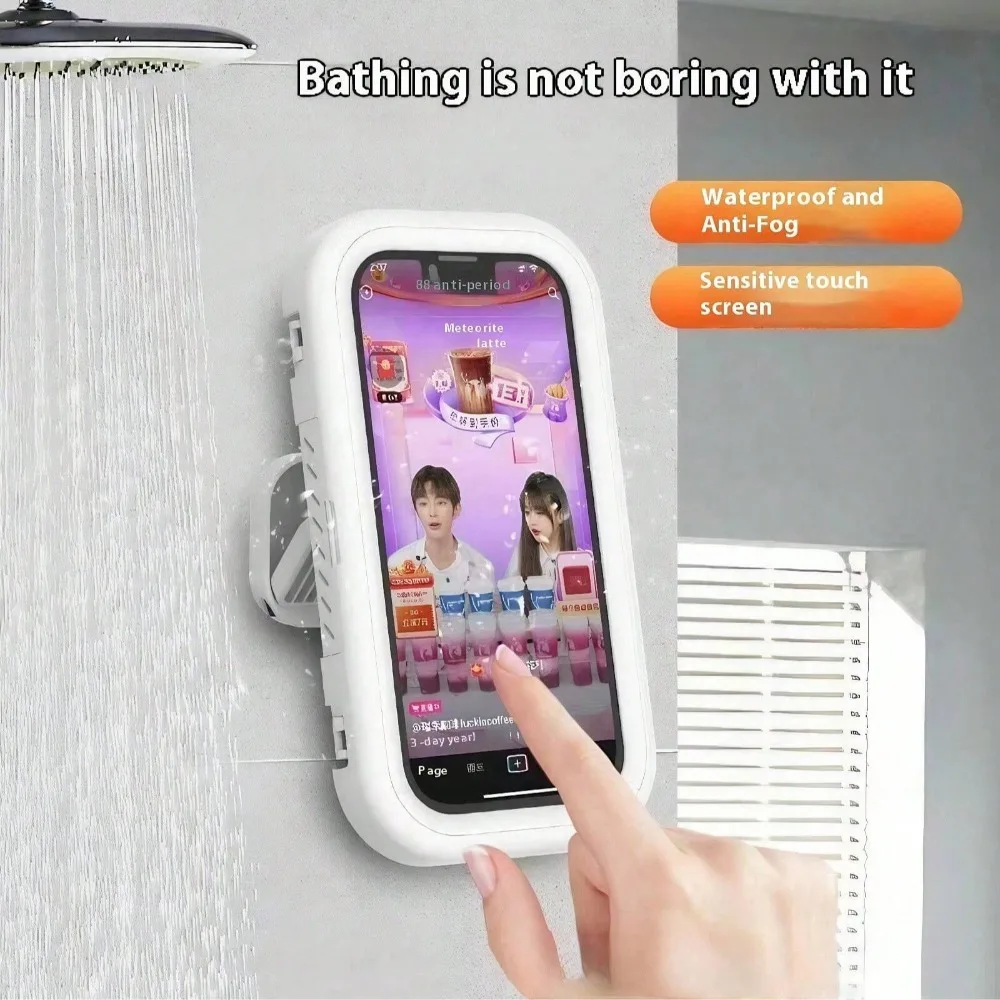 

1pc 360° Rotating Waterproof Shower Phone Holder, Extendable & Adjustable Angle, Shower Phone Case, Anti-Fog, High Sensitivity Protective Cover, Suitable For Bathroom Wall, Bathtub, Kitchen, Waterproof Bathroom Touch Screen Phone Case, Available In Pink A