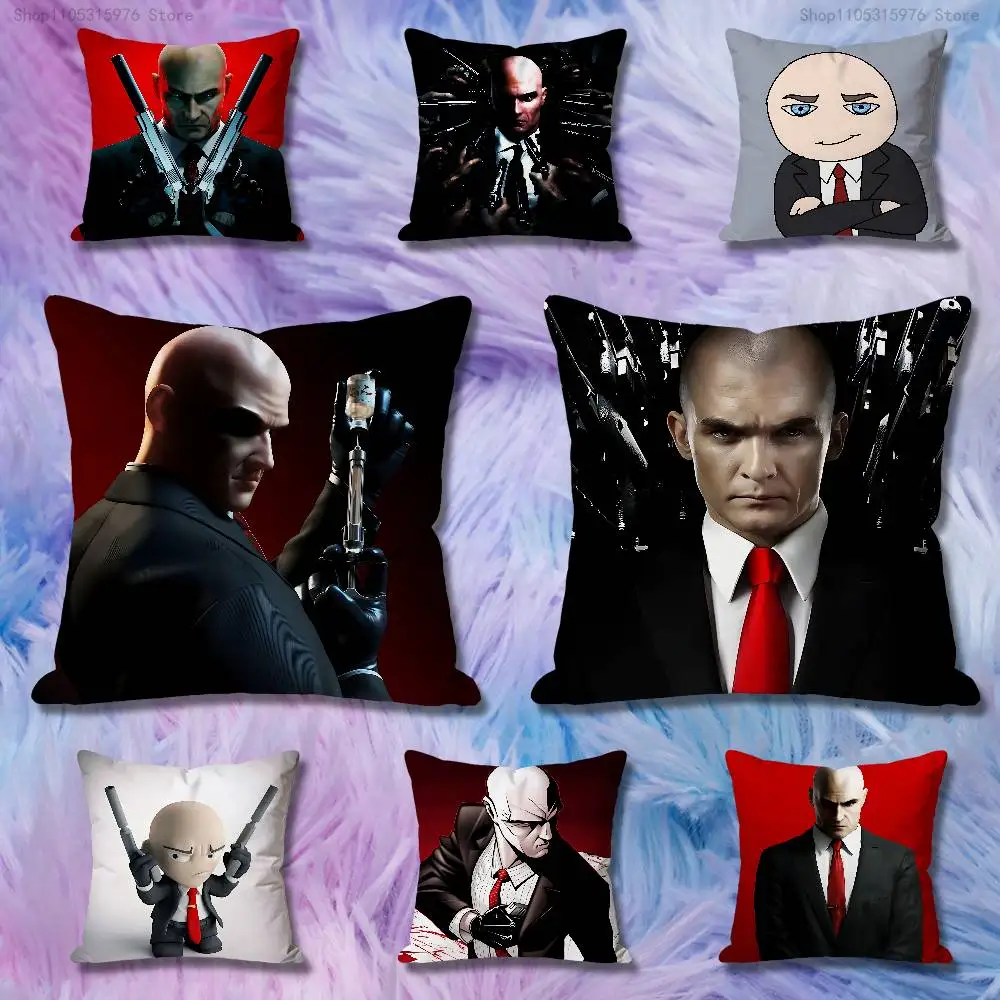 Agent 47 H-Hitmans-S Game Pillow Cases for Bedroom Living Room Sofa Home Decor Polyester Cushion Cover with Zipper