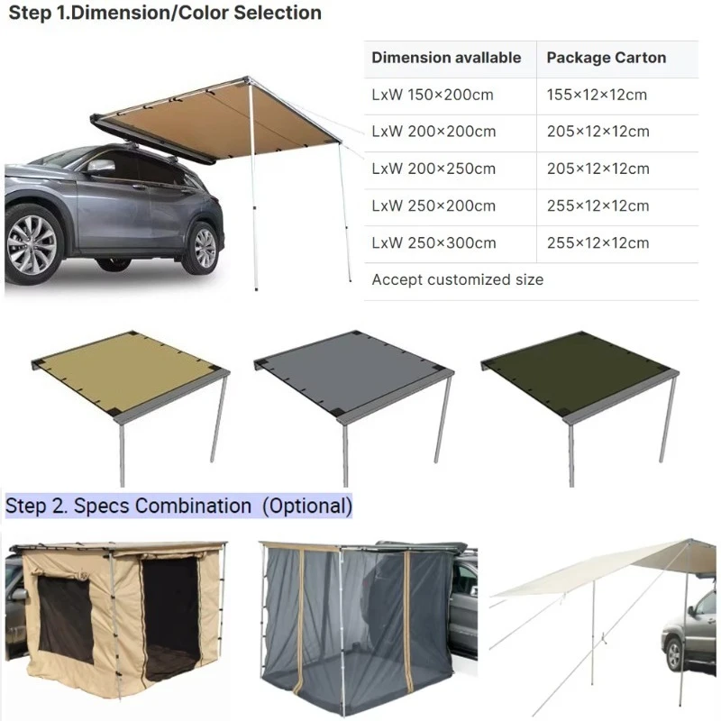 New Pickup Camper 2.5m X 3m 4WD 4X4 SIDE CAR Pull Out AWNING CAMPER TRAILER CAMPING ROOF RACK - view 2