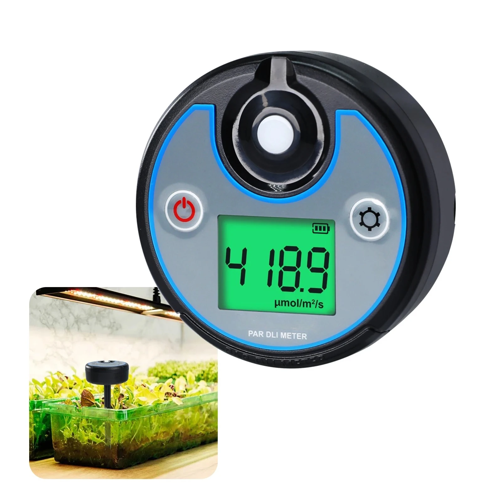 

Тестер освещения для выращивания растений 2-в-1, встроенный ежедневный свет и регистратор данных PAR с рейтингом IP-65