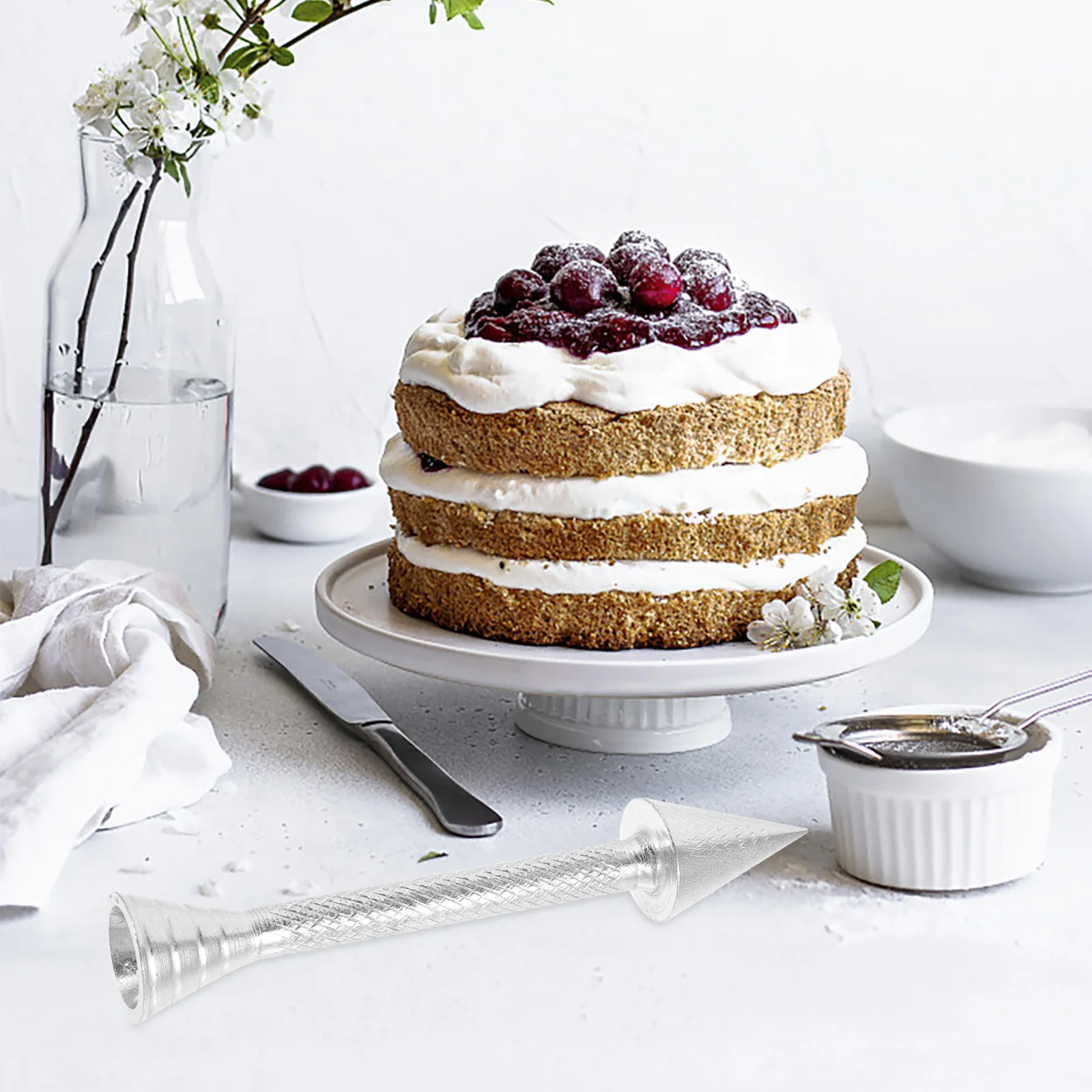 

3Pcs Aluminium Alloy Flower Nails Cake Decorating Tool Icing Rose Sticks Piping Rod Baking Pastry Cone Holder Flower Nail