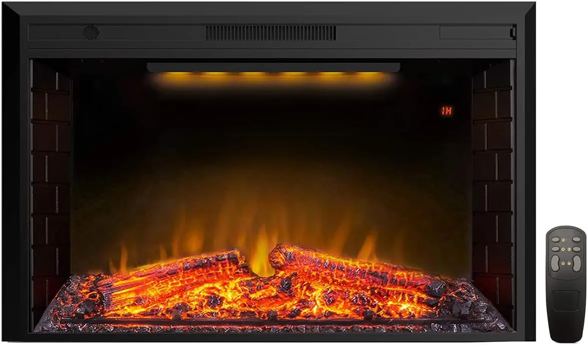 43 Inches Electric Fireplace Heater Insert with Overheating Protection, Fire Crackling Sound, Remote Control, Thermost