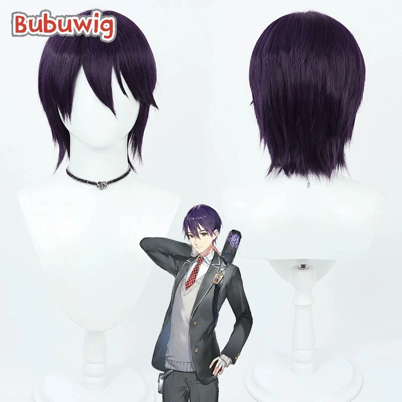 

Bubuwig синтетические волосы Kenmochi Toya парики для косплея виртуальный YouTuber Kenmochi Toya 30 см короткий прямой фиолетовый парик термостойкий
