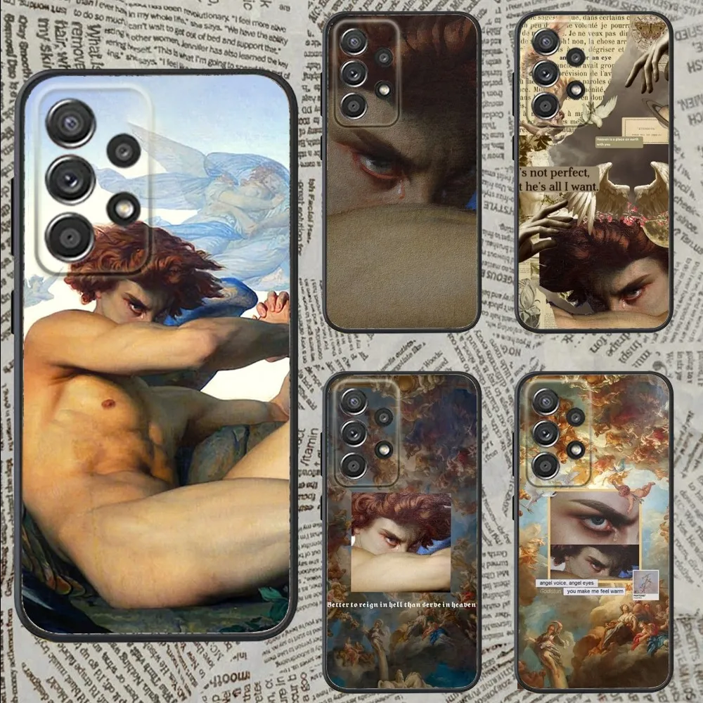 The Fallen Painting Angel Phone Case For Samsung S25,S24,S21,S22,S23,S30,Ultra,S20,Plus,Fe,Lite,Note,10,9,5G Black Cover