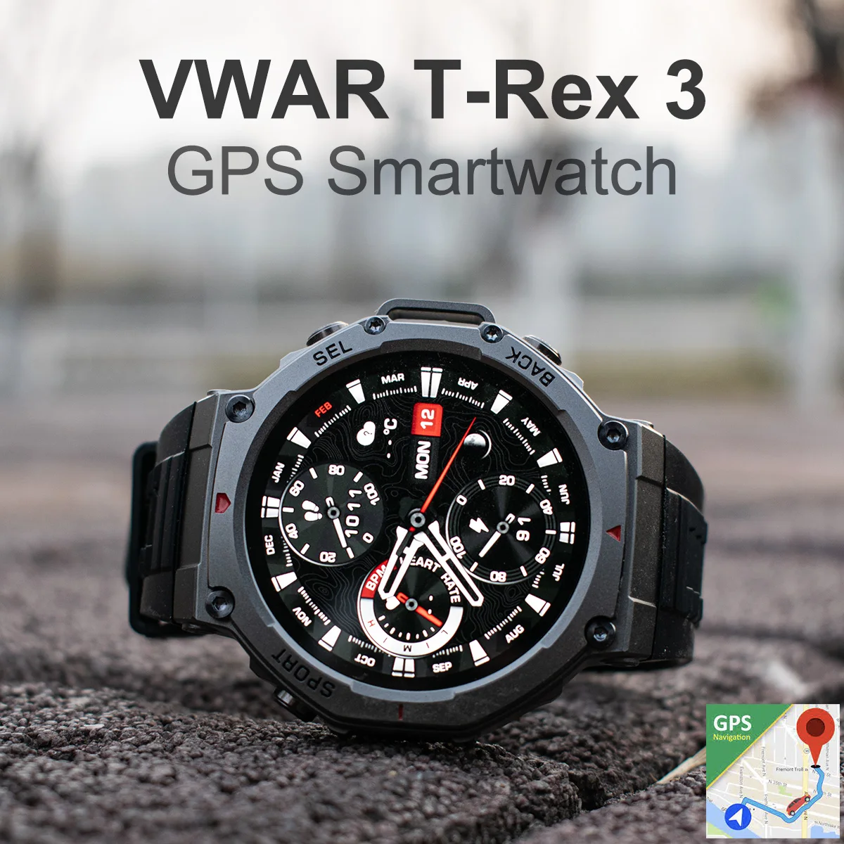 

Original T-Rex 3 GPS Smartwatch 50M IP69K Waterproof Built-in Dual-band GPS GNSS Compass Military Smart Watch Men for Xiaomi
