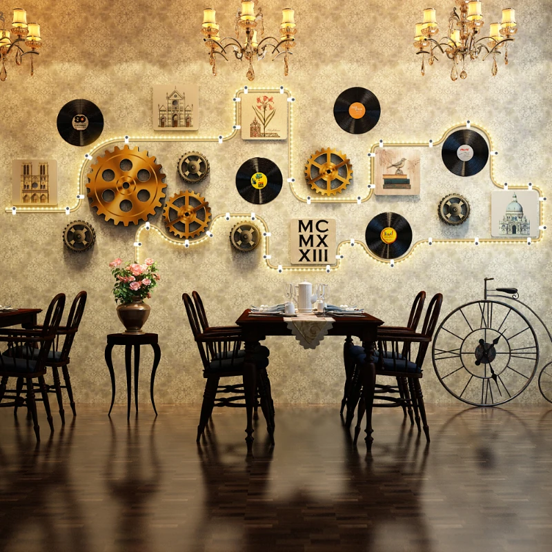 레트로 인더스트리얼 조명 벽 장식 창의적인 기어 & 레 - Unique Lighting Decor 리뷰 및 가격
