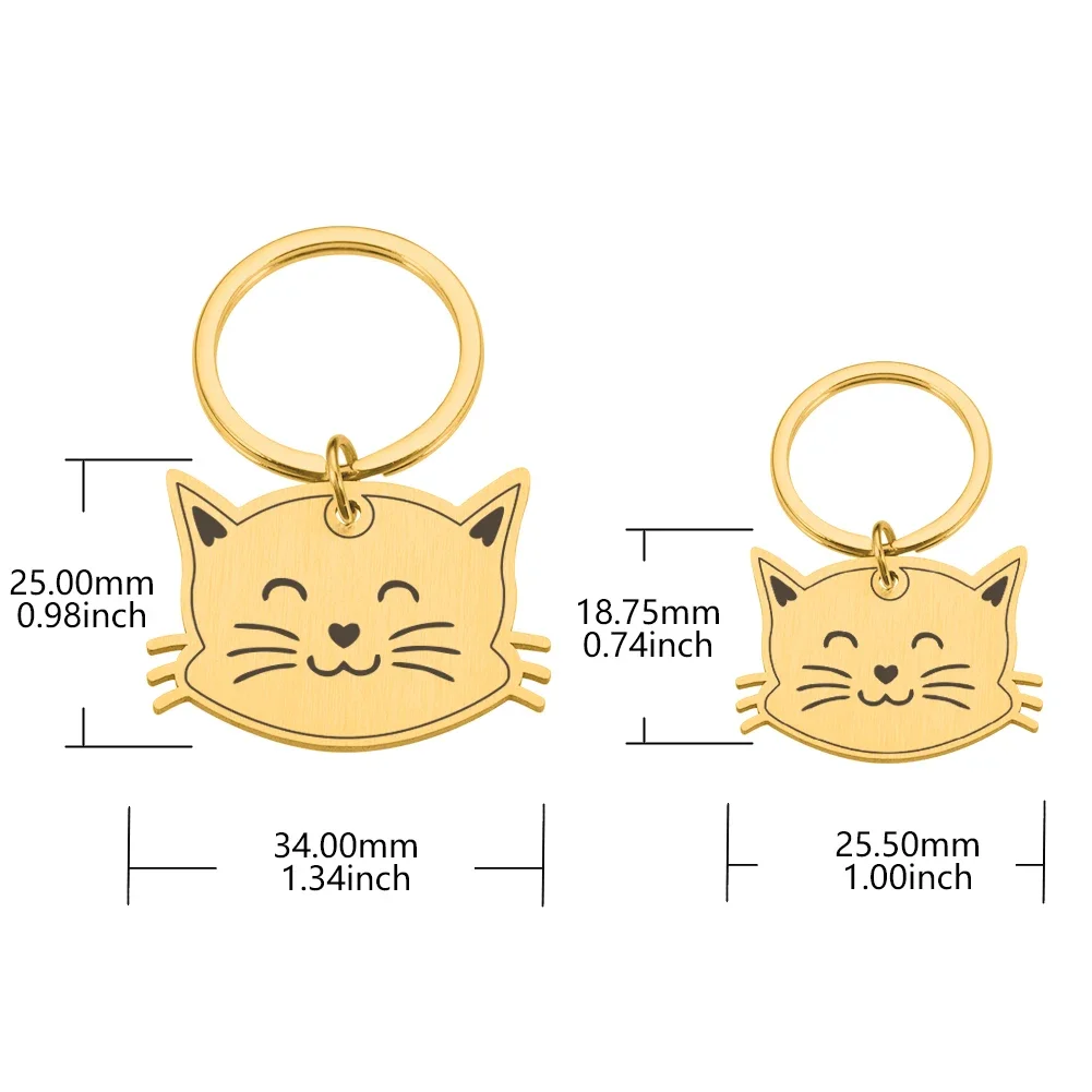 Personalized Pet ID Tags Cute Cat Face Collar Accessories Name Tags ID Collar Pendant Customized Free Engraved Anti-lost Tag