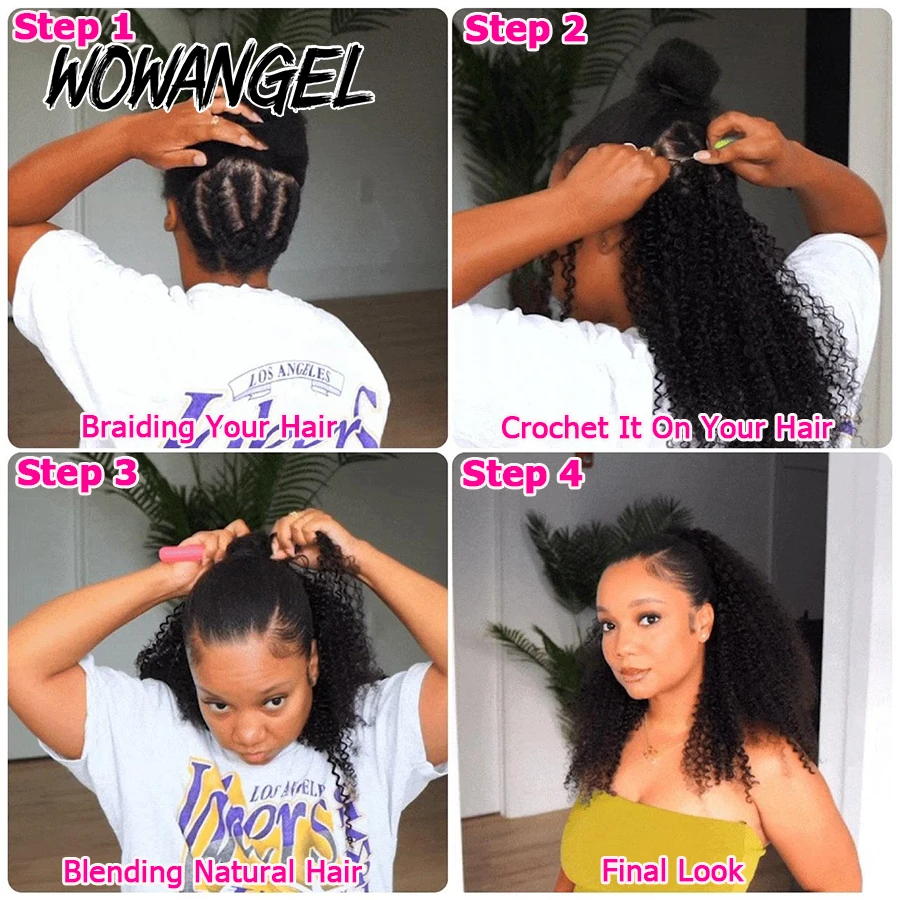 Cabello Humano Crochet Deep Wave para Trenzar Rizado Invisible Nudo Pre Separado Sin Nudo Extensiones con Hilo 3