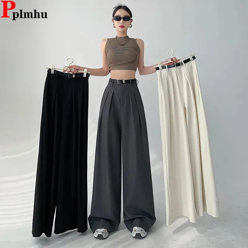 

Loose High Waist Wide Leg Suit Pantalones Formal Korea Classic Spodnie Elegant Casual Baggy Pantalones Office New Women Broek