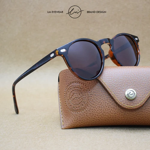 Imagen 2 del producto LM nuevas Gafas De Sol polarizadas ultraligeras TR90 para hombres y mujeres, lentes De espejo De conducción redondas, Gafas De Sol Vintage, Gafas De Sol Unisex
