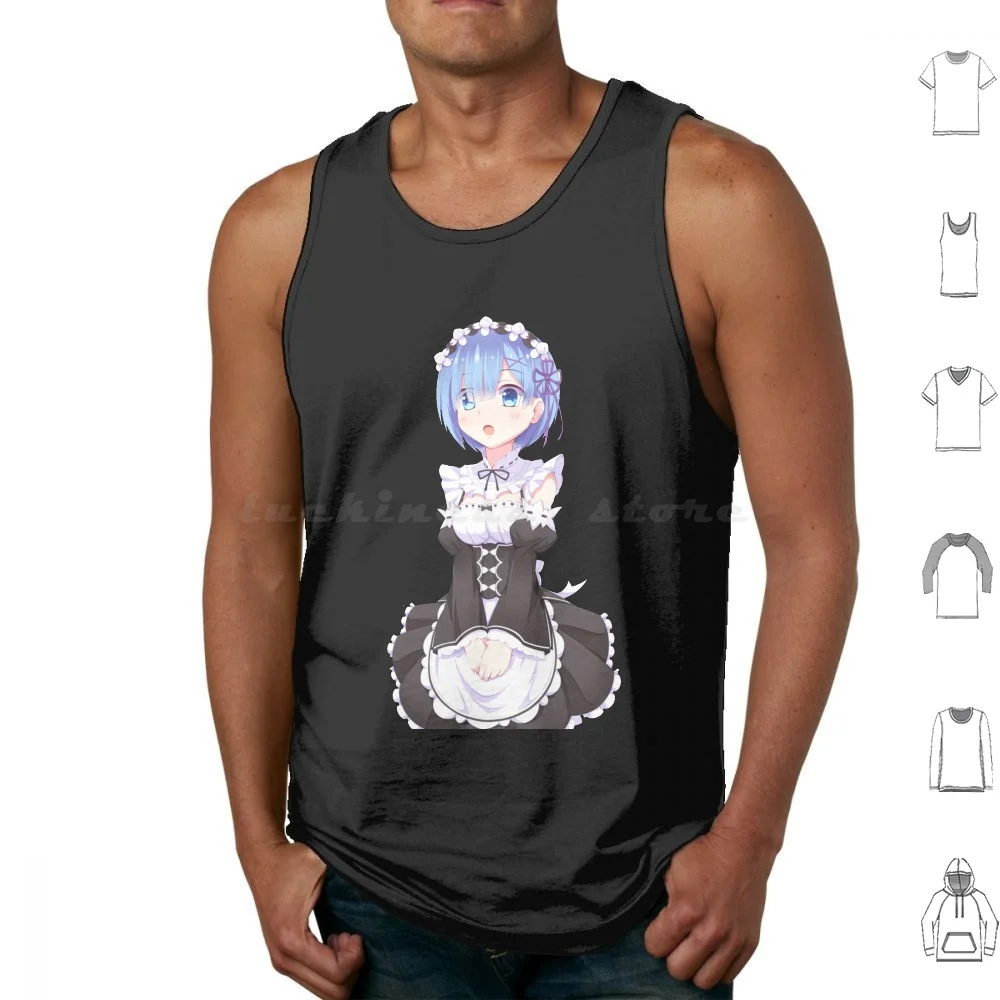 Rem Tank Tops Print Cotton Em Re Zero Anime Ram Manga Emilia Kawaii Re Re Zero Kara Hajimeru