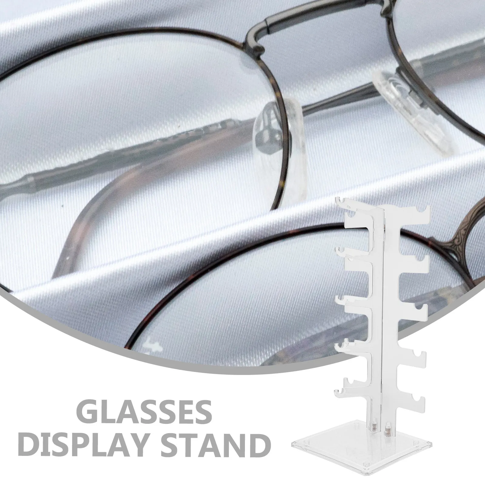 2Pcs High Quality Glasses Display Shelf Transparent Acrylic 5-Position Rack for Home Office Store Living Room Desktop Decor