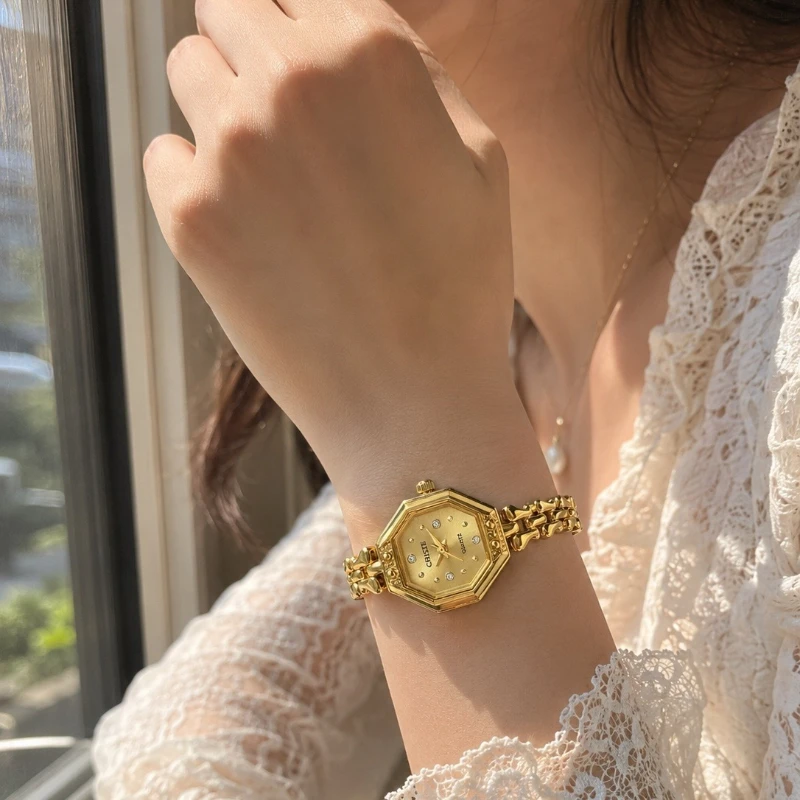 

Fashion Women's Watch Retro Octagonal Dial Ladies Bracelet Quartz Wristwatch Luxury Elegant Clock Gift for Woman montre femme