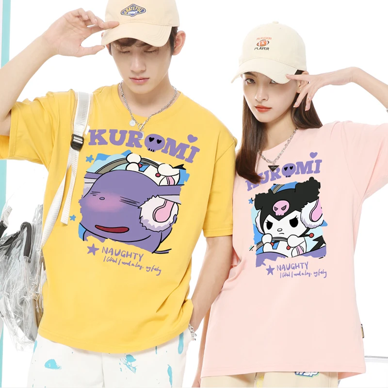 kuromi Kuromi co-short sleeve T-shirt female Sanrio cool loomi anime peripheral lovers summer clothes cotton